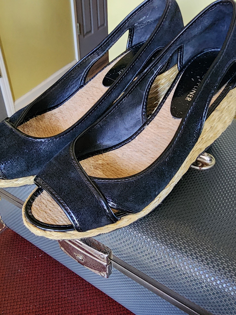 Donald J Pliner Leather Wedge Espadrille Coraa Sz‎ 7 Metallica Shimmer Sandal